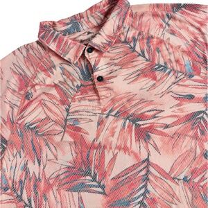 Tommy Bahama Island Zone Polo Shirt Mens XXL Orange Sunset Fronds Performance